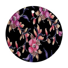 Neon Flowers Rose Sunflower Pink Purple Black Ornament (round) by Alisyart