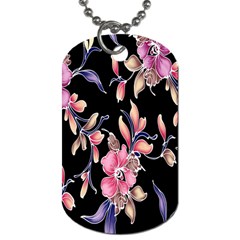 Neon Flowers Rose Sunflower Pink Purple Black Dog Tag (one Side) by Alisyart