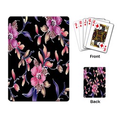 Neon Flowers Rose Sunflower Pink Purple Black Playing Card