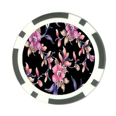 Neon Flowers Rose Sunflower Pink Purple Black Poker Chip Card Guard