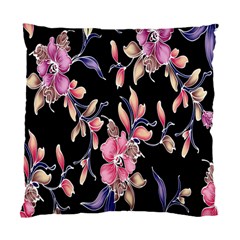 Neon Flowers Rose Sunflower Pink Purple Black Standard Cushion Case (two Sides) by Alisyart