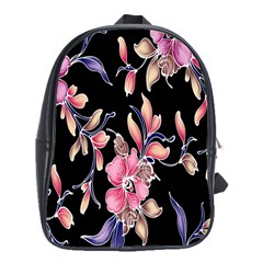 Neon Flowers Rose Sunflower Pink Purple Black School Bags (xl)  by Alisyart