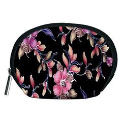 Neon Flowers Rose Sunflower Pink Purple Black Accessory Pouches (medium)  by Alisyart