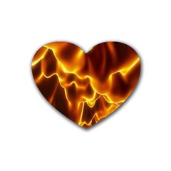 Sea Fire Orange Yellow Gold Wave Waves Heart Coaster (4 Pack) 