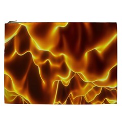 Sea Fire Orange Yellow Gold Wave Waves Cosmetic Bag (xxl) 