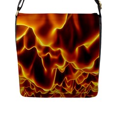 Sea Fire Orange Yellow Gold Wave Waves Flap Messenger Bag (l)  by Alisyart