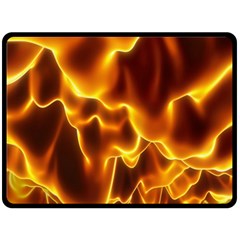 Sea Fire Orange Yellow Gold Wave Waves Double Sided Fleece Blanket (large) 