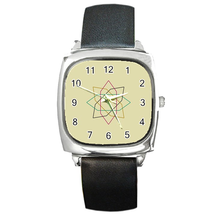 Shape Experimen Geometric Star Sign Square Metal Watch