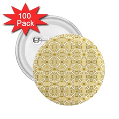 Gold Geometric Plaid Circle 2 25  Buttons (100 Pack)  by Alisyart