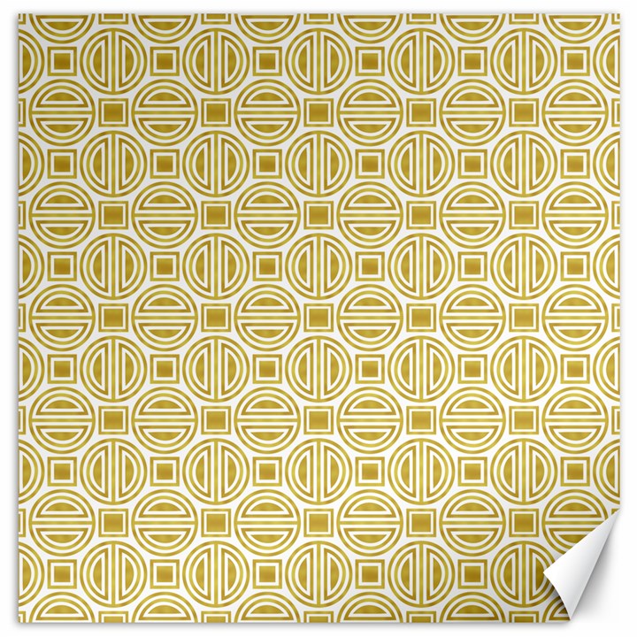 Gold Geometric Plaid Circle Canvas 16  x 16  