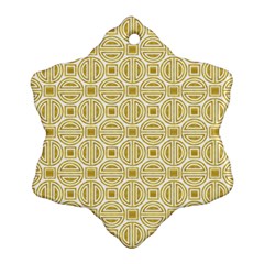 Gold Geometric Plaid Circle Snowflake Ornament (two Sides)