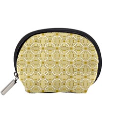 Gold Geometric Plaid Circle Accessory Pouches (small) 