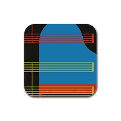 Sketches Tone Red Yellow Blue Black Musical Scale Rubber Square Coaster (4 Pack)  by Alisyart