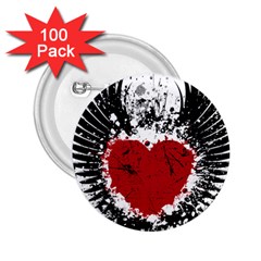 Wings Of Heart Illustration 2 25  Buttons (100 Pack) 