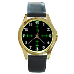 Sniper Focus Round Gold Metal Watch by Alisyart