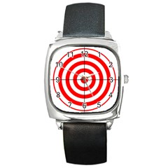 Sniper Focus Target Round Red Square Metal Watch by Alisyart
