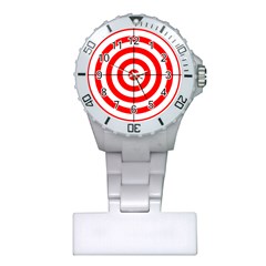 Sniper Focus Target Round Red Plastic Nurses Watch by Alisyart