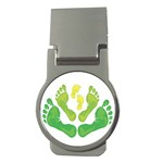 Soles Feet Green Yellow Family Money Clips (Round)  Front