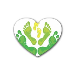 Soles Feet Green Yellow Family Heart Coaster (4 Pack) 