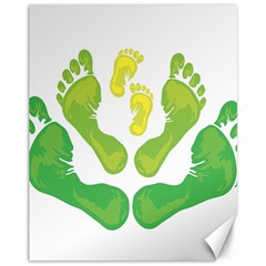 Soles Feet Green Yellow Family Canvas 11  X 14  