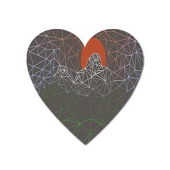 Sun Line Lighs Nets Green Orange Geometric Mountains Heart Magnet by Alisyart