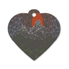 Sun Line Lighs Nets Green Orange Geometric Mountains Dog Tag Heart (two Sides)