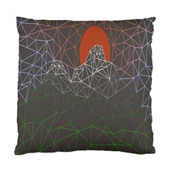 Sun Line Lighs Nets Green Orange Geometric Mountains Standard Cushion Case (two Sides)