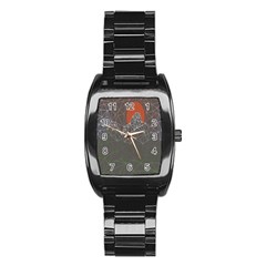 Sun Line Lighs Nets Green Orange Geometric Mountains Stainless Steel Barrel Watch