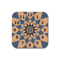 Stellated Regular Dodecagons Center Clock Face Number Star Rubber Square Coaster (4 Pack)  by Alisyart