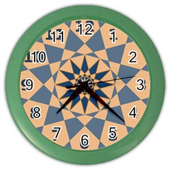 Stellated Regular Dodecagons Center Clock Face Number Star Color Wall Clocks by Alisyart