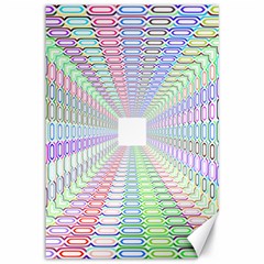 Tunnel With Bright Colors Rainbow Plaid Love Heart Triangle Canvas 12  X 18  