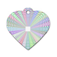 Tunnel With Bright Colors Rainbow Plaid Love Heart Triangle Dog Tag Heart (two Sides)