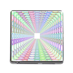 Tunnel With Bright Colors Rainbow Plaid Love Heart Triangle Memory Card Reader (square)