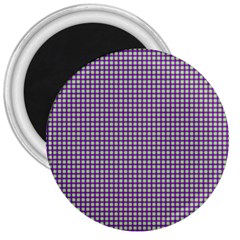 Mardi Gras Purple Plaid 3  Magnets by PhotoNOLA