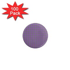 Mardi Gras Purple Plaid 1  Mini Magnets (100 Pack) 