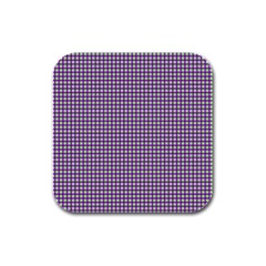 Mardi Gras Purple Plaid Rubber Square Coaster (4 Pack)  by PhotoNOLA