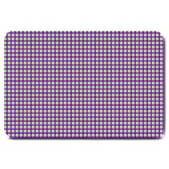 Mardi Gras Purple Plaid Large Doormat  by PhotoNOLA