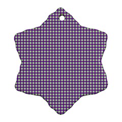 Mardi Gras Purple Plaid Snowflake Ornament (two Sides)