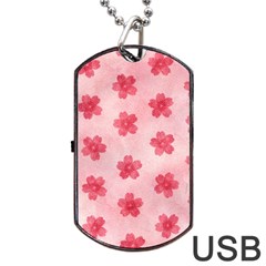 Watercolor Flower Patterns Dog Tag Usb Flash (one Side) by TastefulDesigns