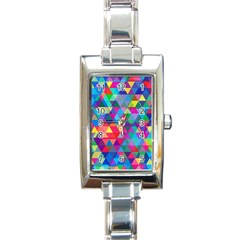 Colorful Abstract Triangle Shapes Background Rectangle Italian Charm Watch by TastefulDesigns