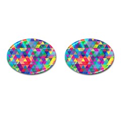 Colorful Abstract Triangle Shapes Background Cufflinks (oval) by TastefulDesigns