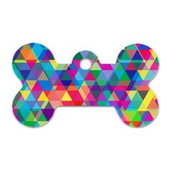 Colorful Abstract Triangle Shapes Background Dog Tag Bone (two Sides) by TastefulDesigns
