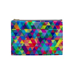 Colorful Abstract Triangle Shapes Background Cosmetic Bag (medium)  by TastefulDesigns