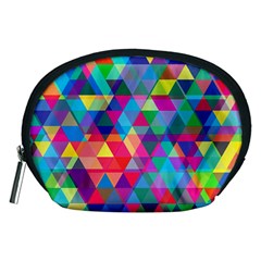 Colorful Abstract Triangle Shapes Background Accessory Pouches (medium)  by TastefulDesigns