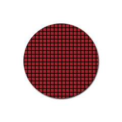 Red Plaid Rubber Round Coaster (4 Pack) 