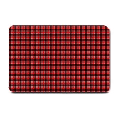 Red Plaid Small Doormat  by PhotoNOLA