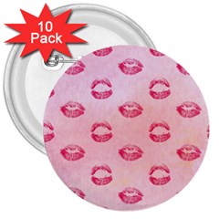 Watercolor Kisses Patterns 3  Buttons (10 Pack)  by TastefulDesigns