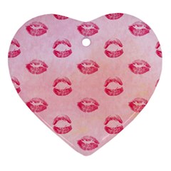 Watercolor Kisses Patterns Heart Ornament (two Sides) by TastefulDesigns