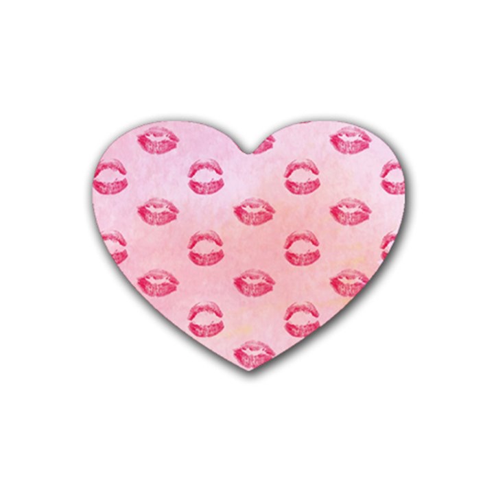 Watercolor Kisses Patterns Rubber Coaster (Heart) 