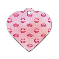 Watercolor Kisses Patterns Dog Tag Heart (one Side) by TastefulDesigns